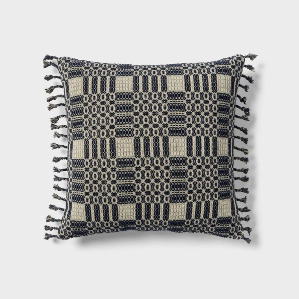 Threshold - 24"x24" Woven Geo Euro Decorative Pillow Dark Blue Blue